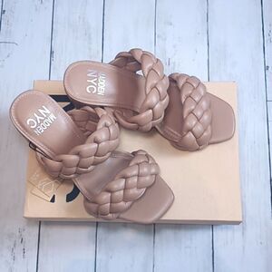 Womens Braided Dress Up Block Heeled Shoes Size 9